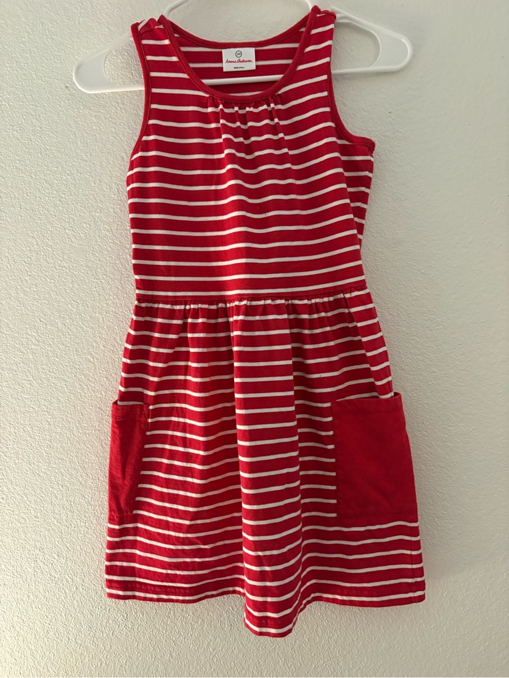 Hanna Andersson Red and White Striped Knit Tank Dress
